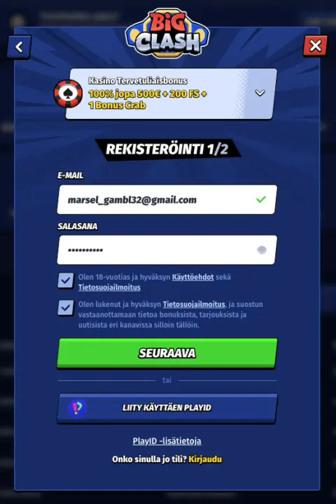 Inscription BigClash